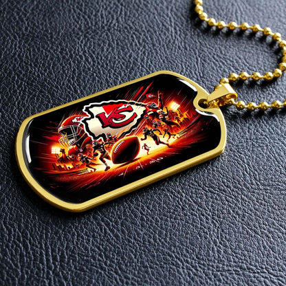 American Football - AFD026 - Kansas City Chiefs Super Bowl NFL Football Sports Team - American Football Dog Tag - Military Ball Chain - Luxury Dog Tag