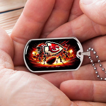 American Football Dog Tag Necklace - AFD026 - Kansas City Chiefs Super Bowl - NFL Teams - Military Ball Chain