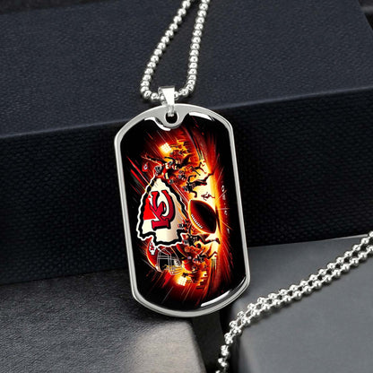 American Football - AFD026 - Kansas City Chiefs Super Bowl NFL Football Sports Team - American Football Dog Tag - Military Ball Chain - Luxury Dog Tag