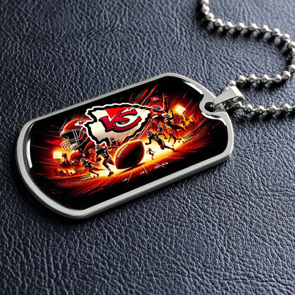 American Football - AFD026 - Kansas City Chiefs Super Bowl NFL Football Sports Team - American Football Dog Tag - Military Ball Chain - Luxury Dog Tag
