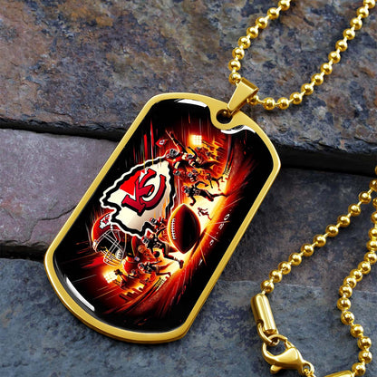 American Football - AFD026 - Kansas City Chiefs Super Bowl NFL Football Sports Team - American Football Dog Tag - Military Ball Chain - Luxury Dog Tag