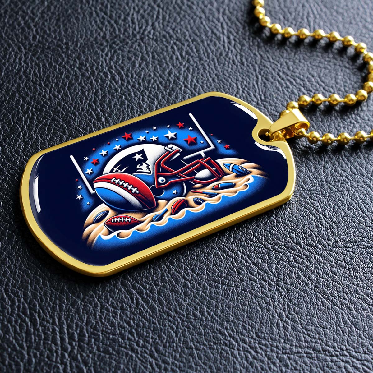 American Football - AFD027 - New England Patriots - Ultimate Football Pride - American Football Dog Tag - Military Ball Chain - Luxury Dog Tag