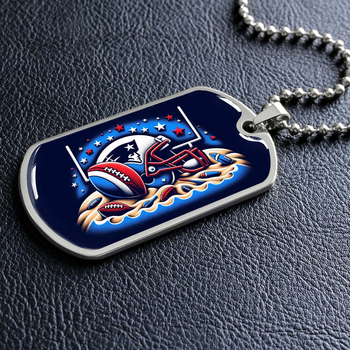 American Football - AFD027 - New England Patriots - Ultimate Football Pride - American Football Dog Tag - Military Ball Chain - Luxury Dog Tag
