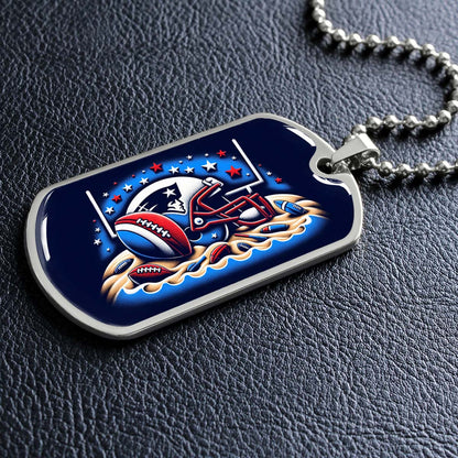 American Football - AFD027 - New England Patriots - Ultimate Football Pride - American Football Dog Tag - Military Ball Chain - Luxury Dog Tag