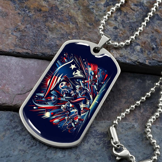 American Football - AFD028 - New England Patriots NFL Football Sports Team - American Football Dog Tag - Military Ball Chain - Luxury Dog Tag