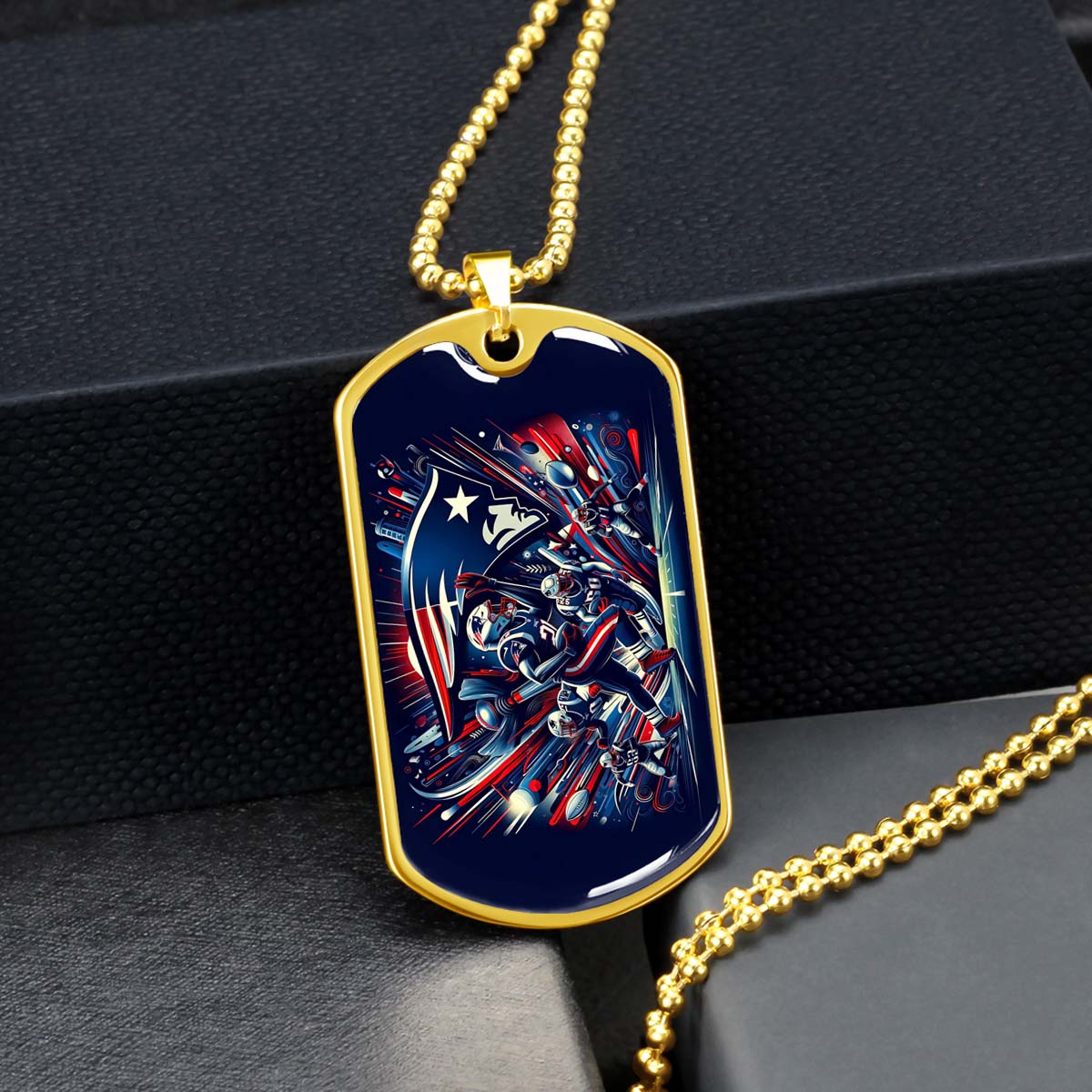 American Football - AFD028 - New England Patriots NFL Football Sports Team - American Football Dog Tag - Military Ball Chain - Luxury Dog Tag