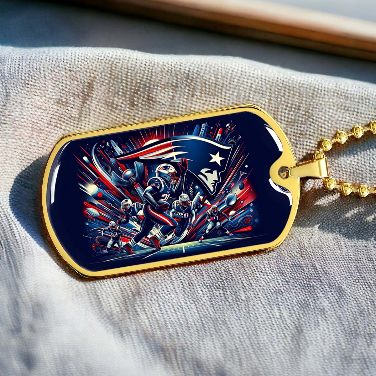 American Football - AFD028 - New England Patriots NFL Football Sports Team - American Football Dog Tag - Military Ball Chain - Luxury Dog Tag