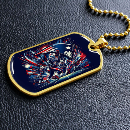 American Football - AFD028 - New England Patriots NFL Football Sports Team - American Football Dog Tag - Military Ball Chain - Luxury Dog Tag