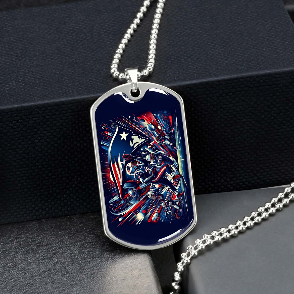 American Football - AFD028 - New England Patriots NFL Football Sports Team - American Football Dog Tag - Military Ball Chain - Luxury Dog Tag