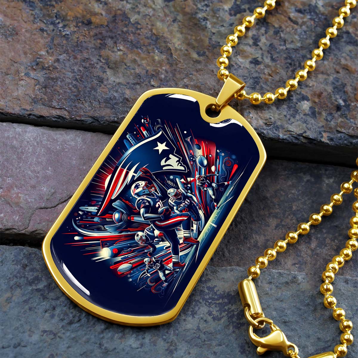 American Football - AFD028 - New England Patriots NFL Football Sports Team - American Football Dog Tag - Military Ball Chain - Luxury Dog Tag
