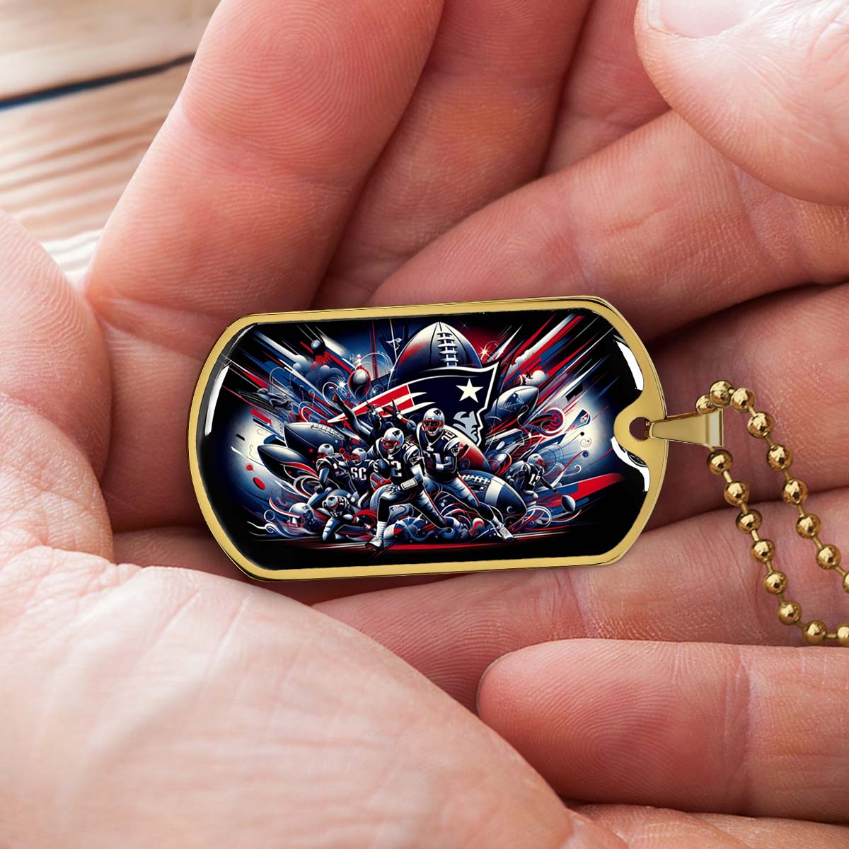 American Football - AFD029 - New England Patriots Super Bowl - American Football Dog Tag - Military Ball Chain - Luxury Dog Tag