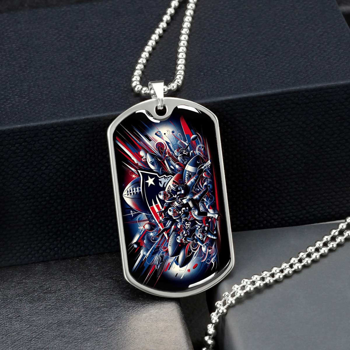 American Football - AFD029 - New England Patriots Super Bowl - American Football Dog Tag - Military Ball Chain - Luxury Dog Tag