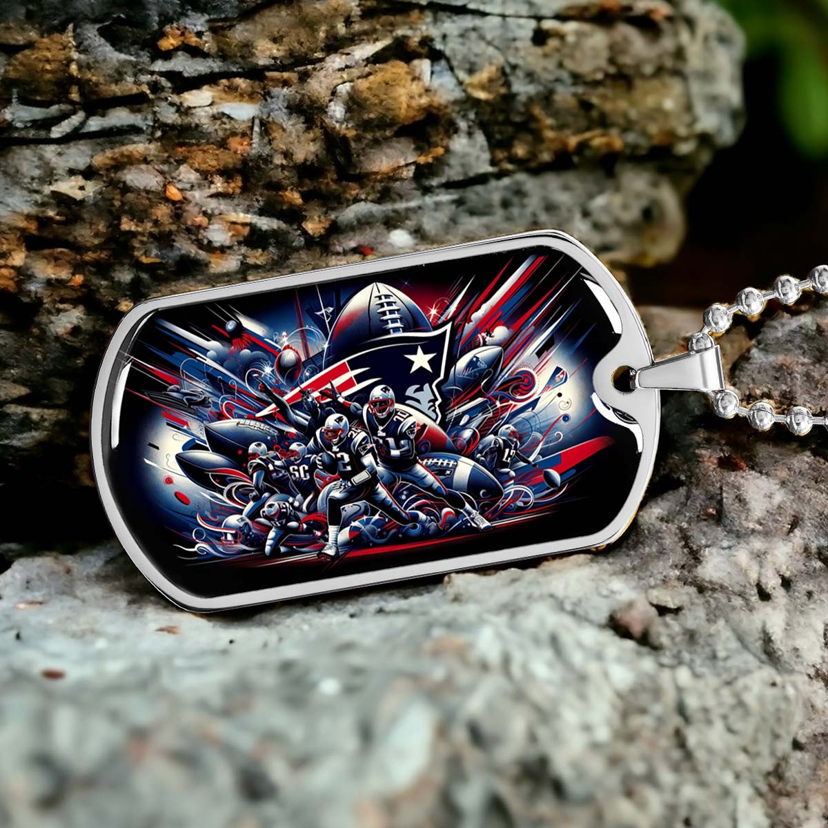 American Football - AFD029 - New England Patriots Super Bowl - American Football Dog Tag - Military Ball Chain - Luxury Dog Tag