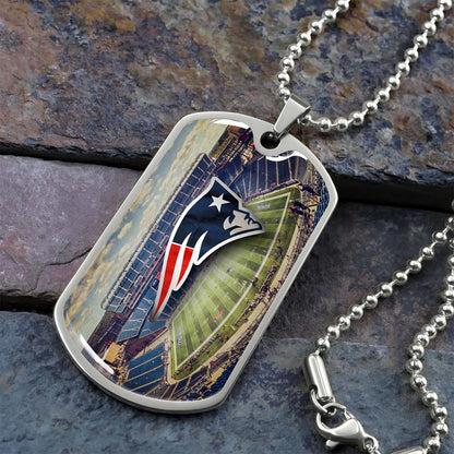 American Football - AFD030 - New England Stadium - American Football Dog Tag - Military Ball Chain - Luxury Dog Tag