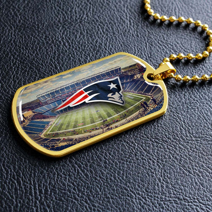 American Football - AFD030 - New England Stadium - American Football Dog Tag - Military Ball Chain - Luxury Dog Tag
