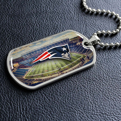 American Football - AFD030 - New England Stadium - American Football Dog Tag - Military Ball Chain - Luxury Dog Tag
