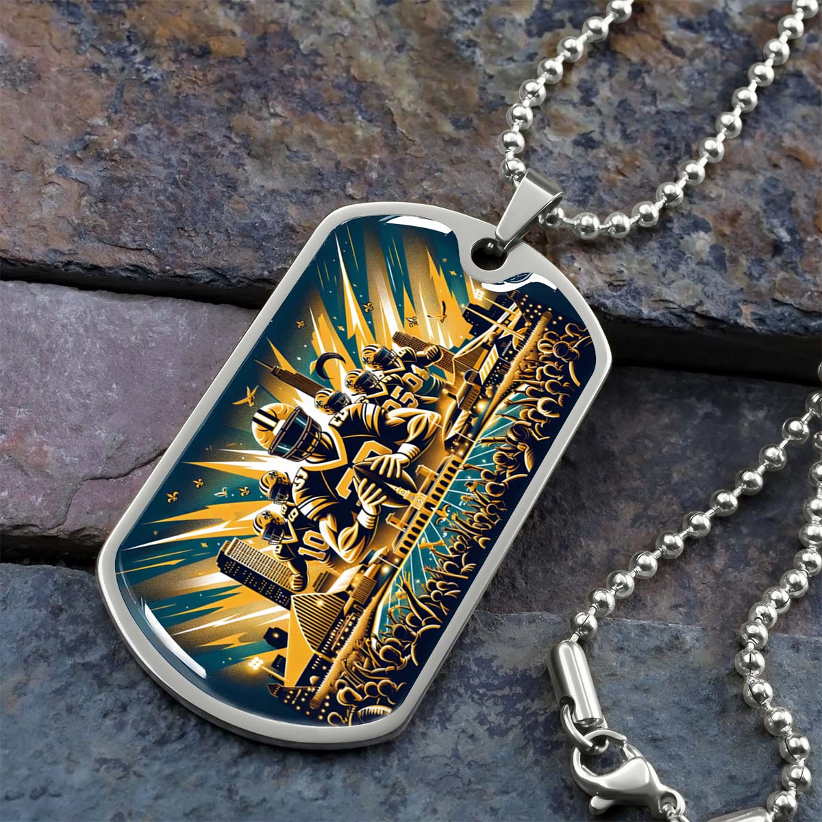 American Football - AFD031 - New Orleans Saints Dynamic - American Football Dog Tag - Military Ball Chain - Luxury Dog Tag