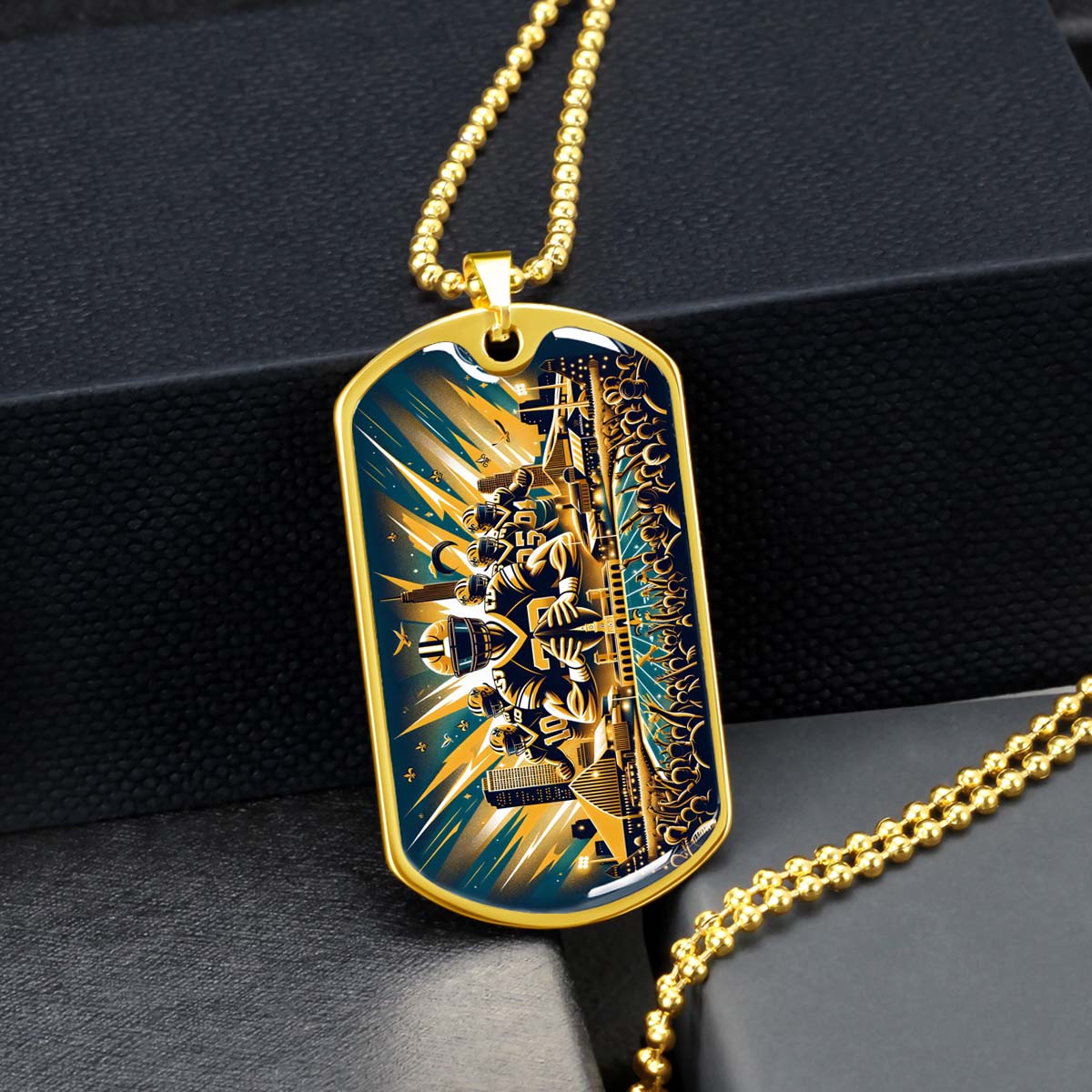 American Football - AFD031 - New Orleans Saints Dynamic - American Football Dog Tag - Military Ball Chain - Luxury Dog Tag