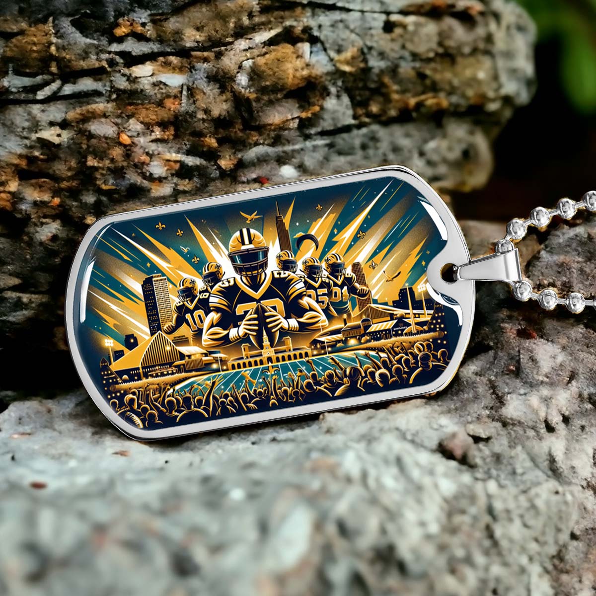 American Football - AFD031 - New Orleans Saints Dynamic - American Football Dog Tag - Military Ball Chain - Luxury Dog Tag