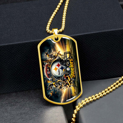American Football - AFD035 - Pittsburgh Steelers Epic NFL Sports - American Football Dog Tag - Military Ball Chain - Luxury Dog Tag