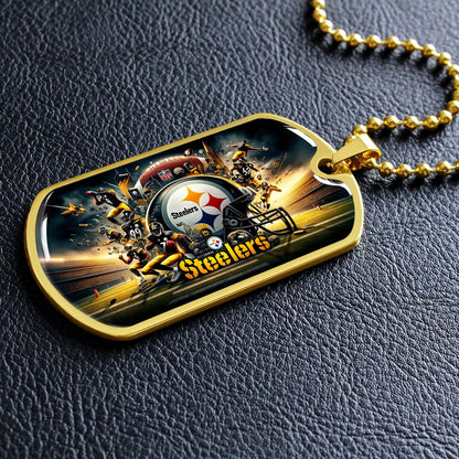 American Football - AFD035 - Pittsburgh Steelers Epic NFL Sports - American Football Dog Tag - Military Ball Chain - Luxury Dog Tag