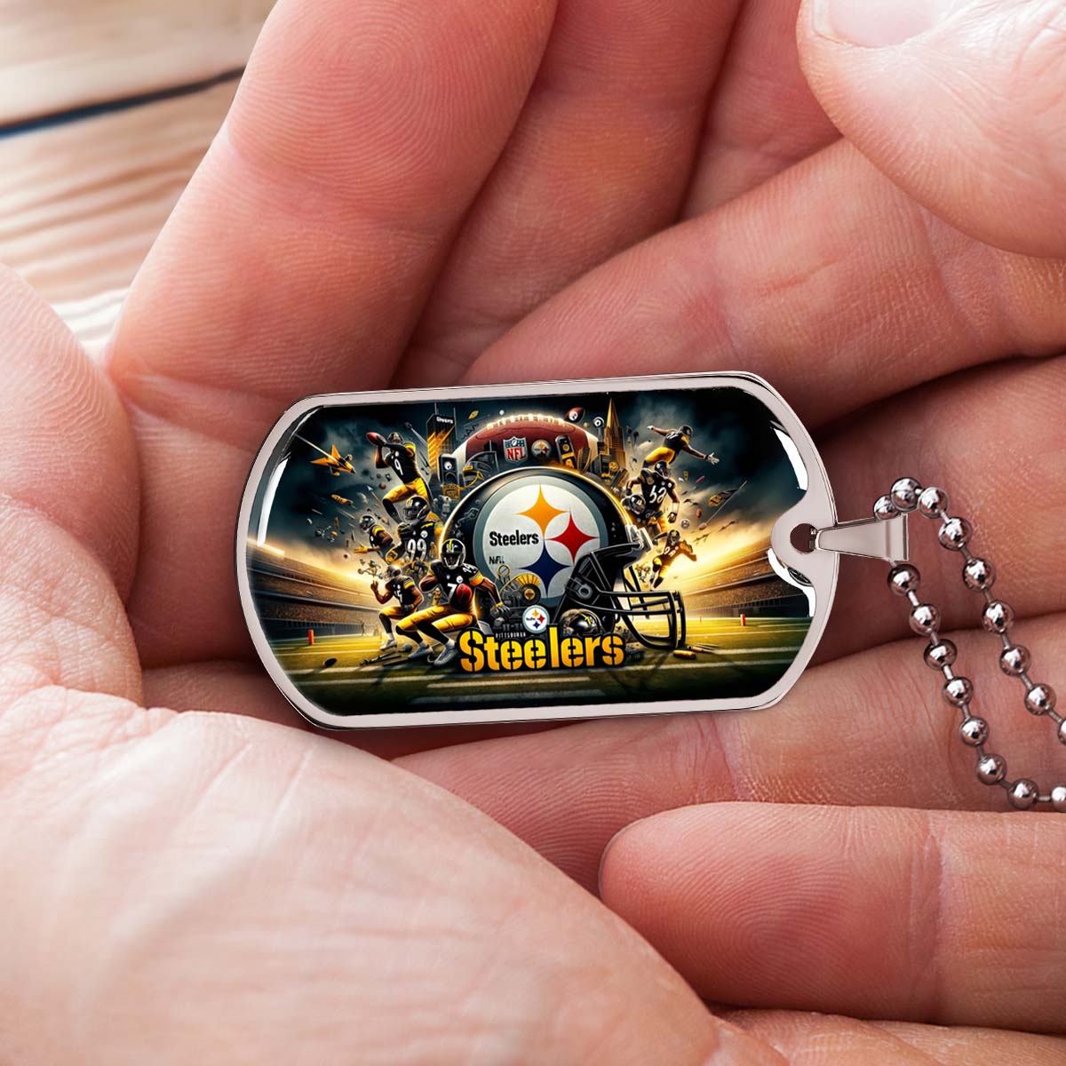 American Football - AFD035 - Pittsburgh Steelers Epic NFL Sports - American Football Dog Tag - Military Ball Chain - Luxury Dog Tag