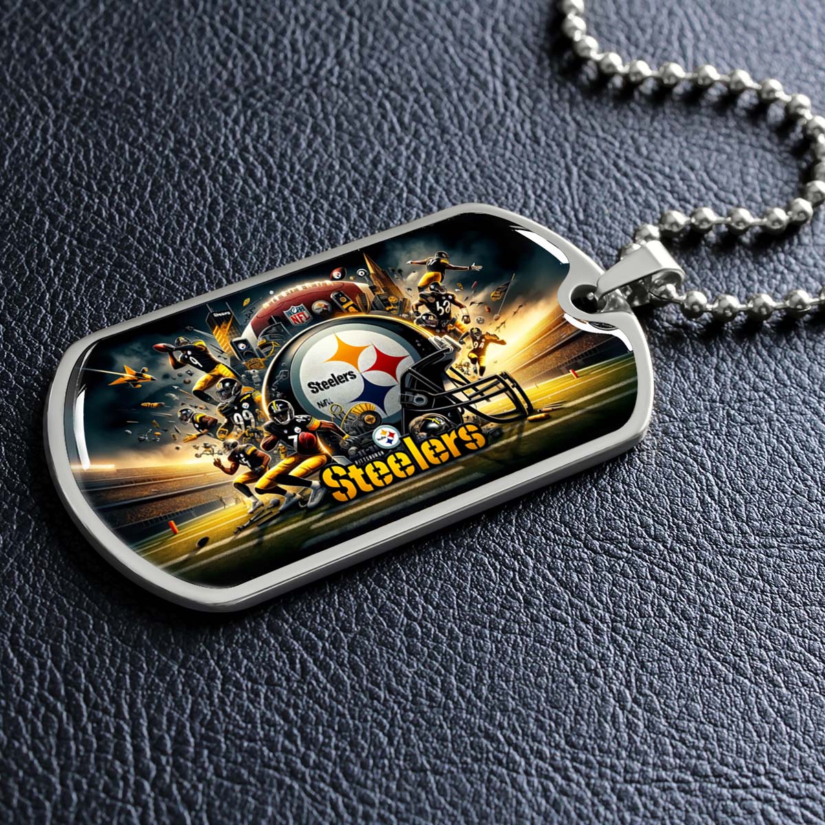 American Football - AFD035 - Pittsburgh Steelers Epic NFL Sports - American Football Dog Tag - Military Ball Chain - Luxury Dog Tag