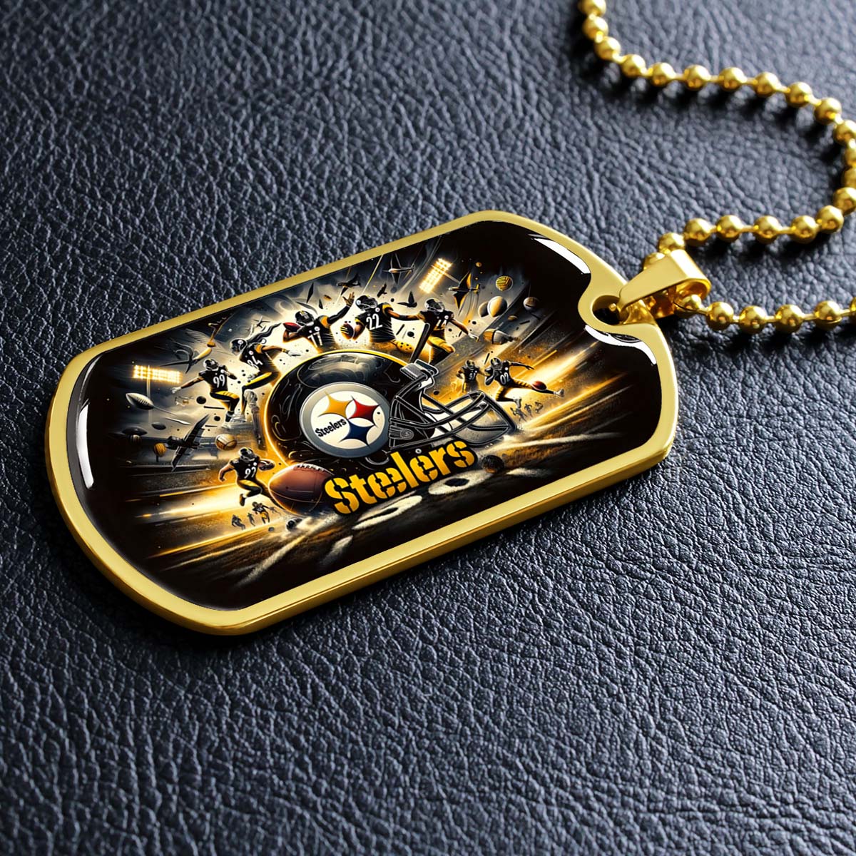 American Football - AFD036 - Pittsburgh Steelers Football NFL Team - American Football Dog Tag - Military Ball Chain - Luxury Dog Tag