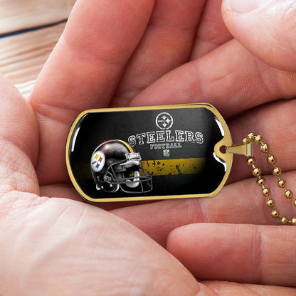 American Football - AFD037 - Pittsburgh Steelers The Heart Of Football - American Football Dog Tag - Military Ball Chain - Luxury Dog Tag