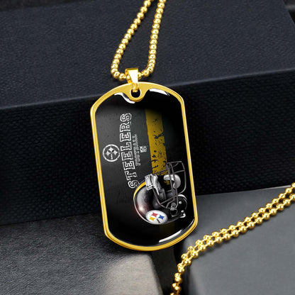 American Football - AFD037 - Pittsburgh Steelers The Heart Of Football - American Football Dog Tag - Military Ball Chain - Luxury Dog Tag