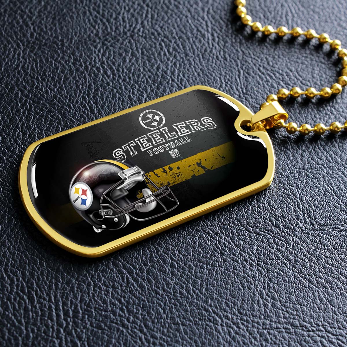 American Football - AFD037 - Pittsburgh Steelers The Heart Of Football - American Football Dog Tag - Military Ball Chain - Luxury Dog Tag