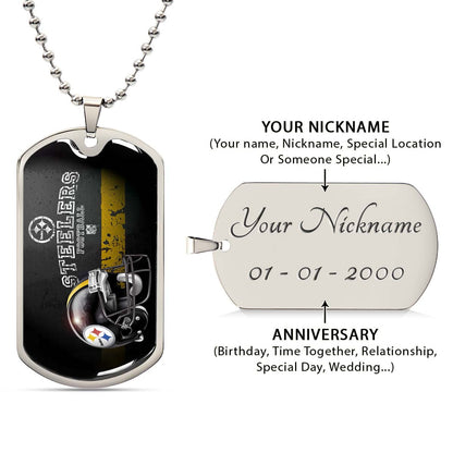 American Football - AFD037 - Pittsburgh Steelers The Heart Of Football - American Football Dog Tag - Military Ball Chain - Luxury Dog Tag