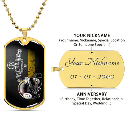 American Football - AFD037 - Pittsburgh Steelers The Heart Of Football - American Football Dog Tag - Military Ball Chain - Luxury Dog Tag