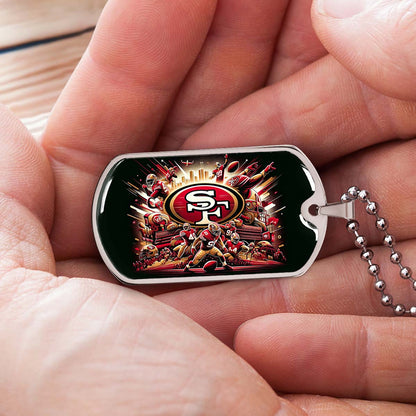 American Football - AFD038 - San Francisco 49ers Epic Super Bowl Team - American Football Dog Tag - Military Ball Chain - Luxury Dog Tag
