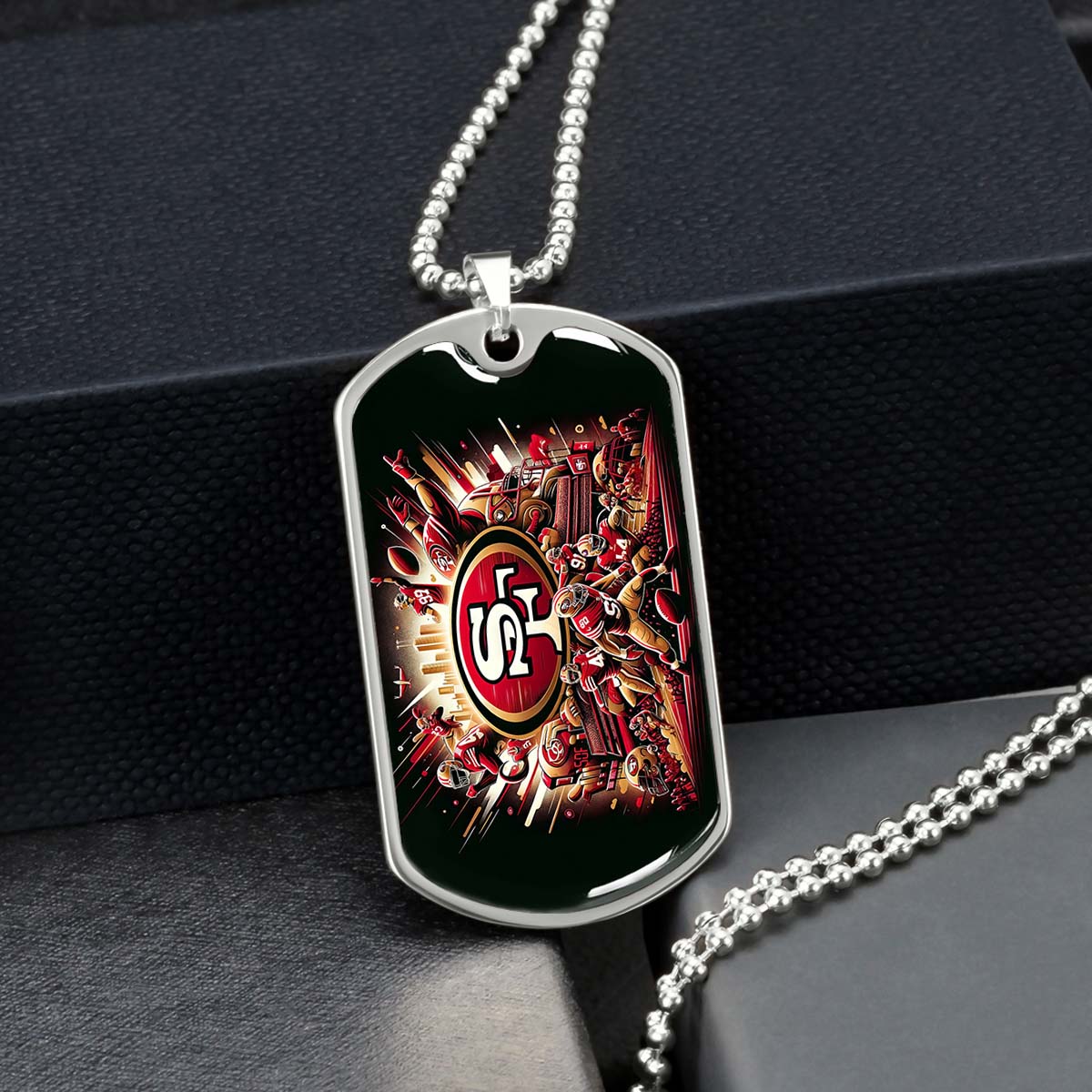 American Football - AFD038 - San Francisco 49ers Epic Super Bowl Team - American Football Dog Tag - Military Ball Chain - Luxury Dog Tag