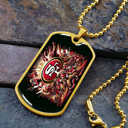 American Football - AFD038 - San Francisco 49ers Epic Super Bowl Team - American Football Dog Tag - Military Ball Chain - Luxury Dog Tag
