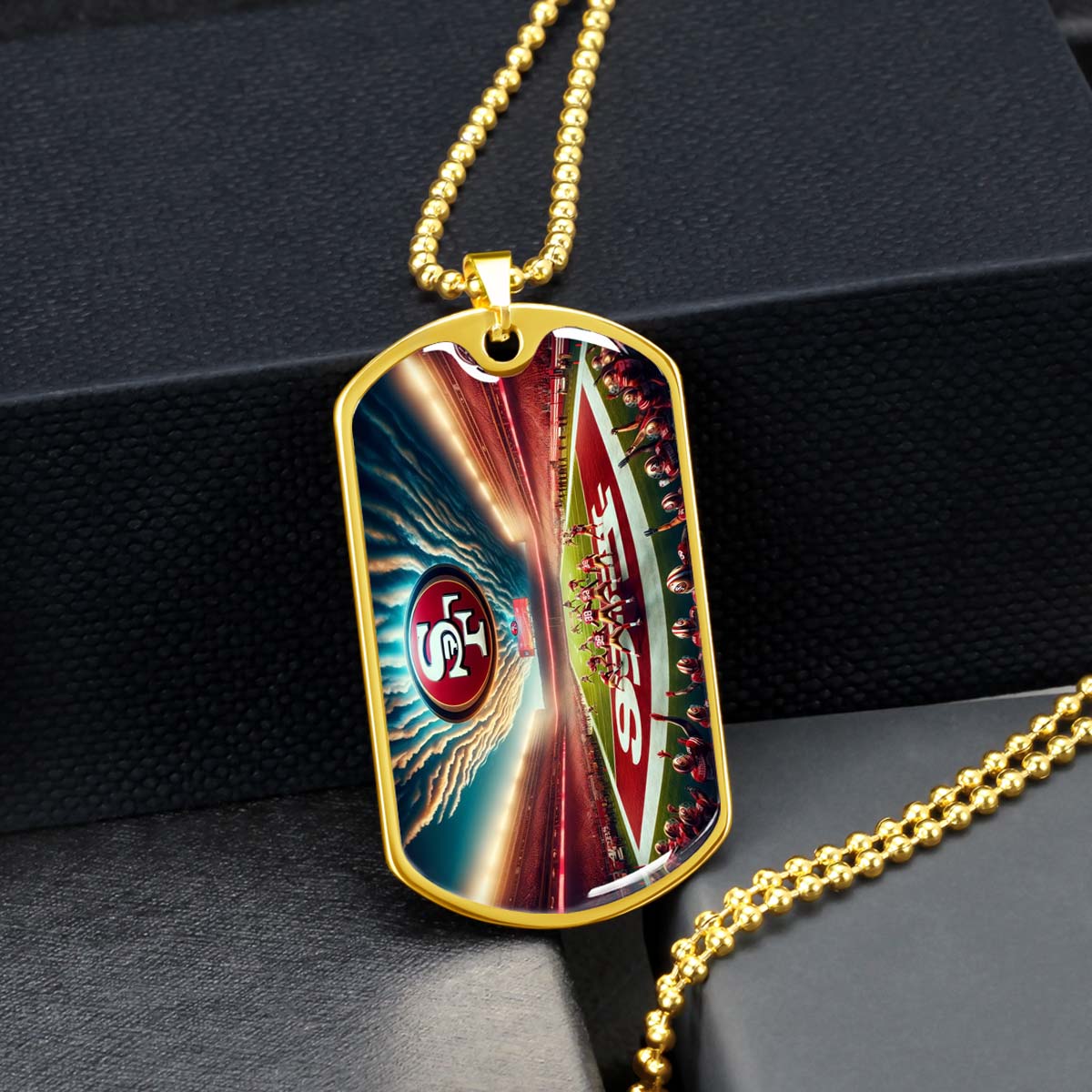 American Football - AFD039 - San Francisco 49ers Stadium - American Football Dog Tag - Military Ball Chain - Luxury Dog Tag