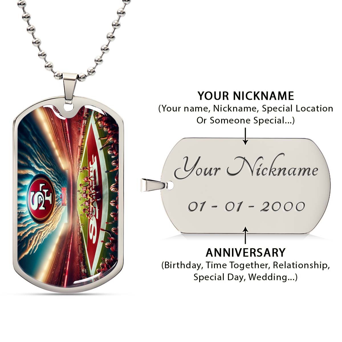 American Football - AFD039 - San Francisco 49ers Stadium - American Football Dog Tag - Military Ball Chain - Luxury Dog Tag