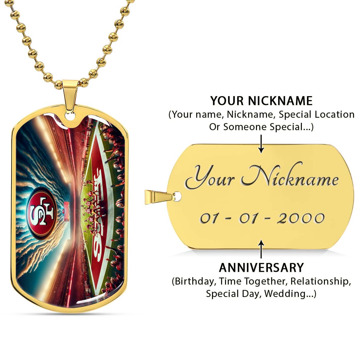 American Football - AFD039 - San Francisco 49ers Stadium - American Football Dog Tag - Military Ball Chain - Luxury Dog Tag