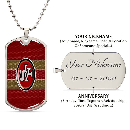 American Football - AFD041 - San Francisco 49ers - Capture The Spirit Of Football - American Football Dog Tag - Military Ball Chain - Luxury Dog Tag