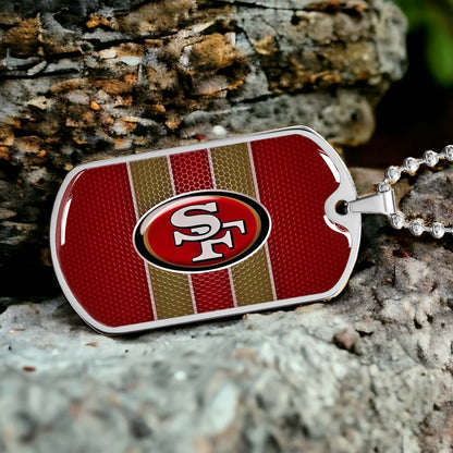 American Football - AFD041 - San Francisco 49ers - Capture The Spirit Of Football - American Football Dog Tag - Military Ball Chain - Luxury Dog Tag