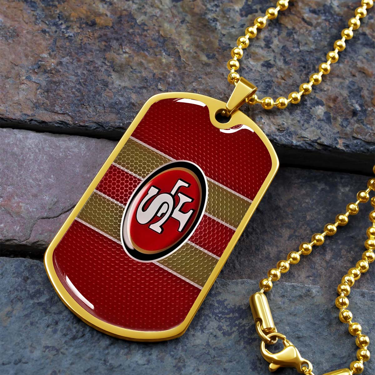 American Football - AFD041 - San Francisco 49ers - Capture The Spirit Of Football - American Football Dog Tag - Military Ball Chain - Luxury Dog Tag