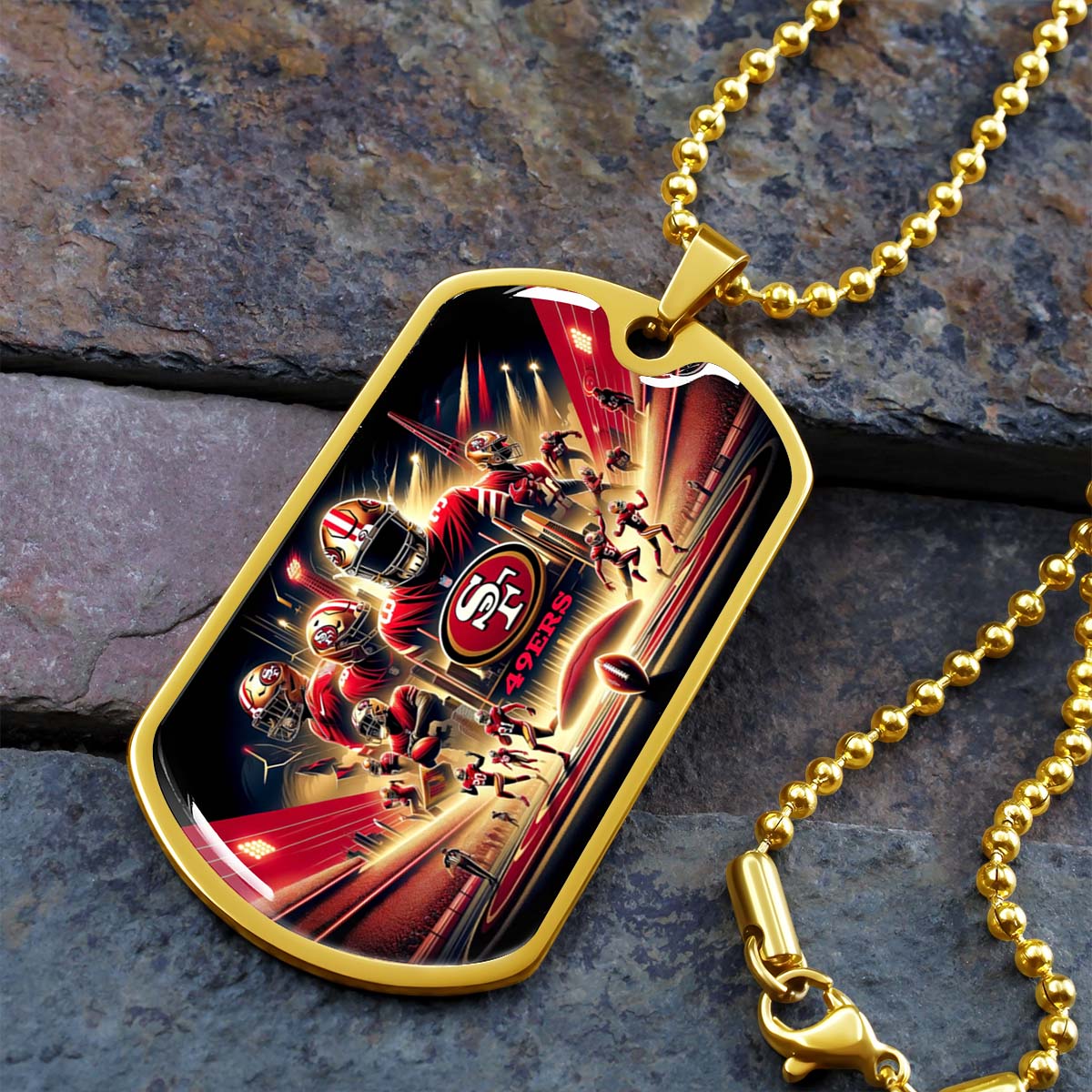 American Football - AFD042 - San Francisco 49ers NFL Super Bowl - American Football Dog Tag - Military Ball Chain - Luxury Dog Tag