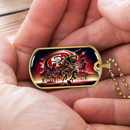 American Football - AFD043 - San Francisco 49ers NFL Super Bowl Spirit - American Football Dog Tag - Military Ball Chain - Luxury Dog Tag