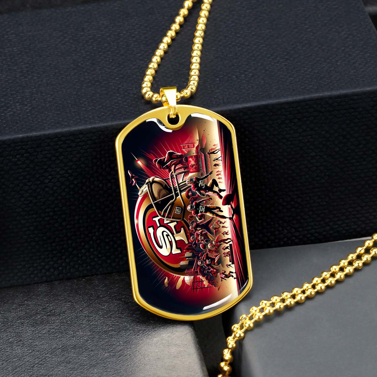 American Football - AFD043 - San Francisco 49ers NFL Super Bowl Spirit - American Football Dog Tag - Military Ball Chain - Luxury Dog Tag