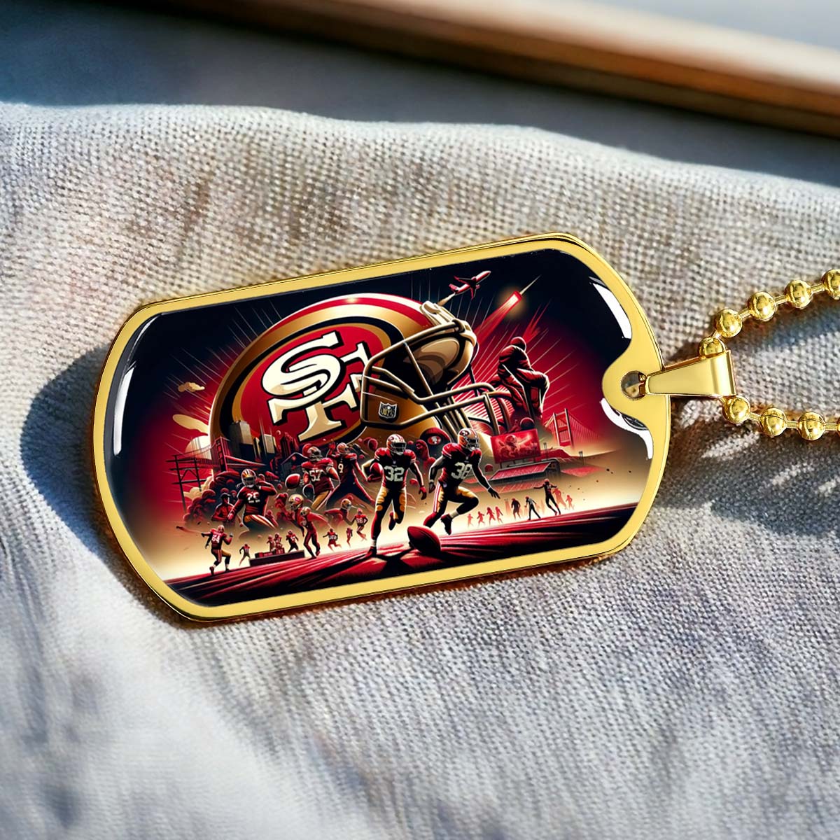 American Football - AFD043 - San Francisco 49ers NFL Super Bowl Spirit - American Football Dog Tag - Military Ball Chain - Luxury Dog Tag