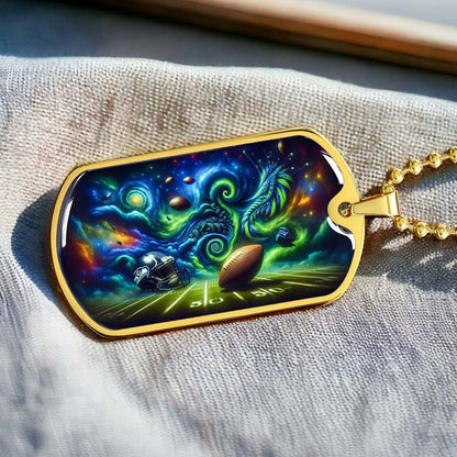 American Football - AFD044 - Seattle Seahawks Cosmic Touchdown - American Football Dog Tag - Military Ball Chain - Luxury Dog Tag