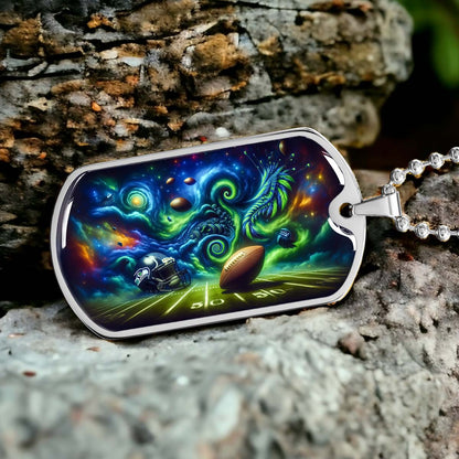 American Football - AFD044 - Seattle Seahawks Cosmic Touchdown - American Football Dog Tag - Military Ball Chain - Luxury Dog Tag