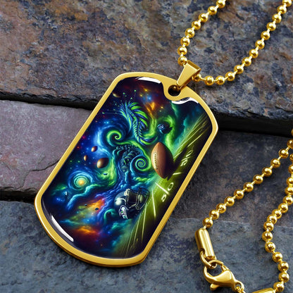 American Football - AFD044 - Seattle Seahawks Cosmic Touchdown - American Football Dog Tag - Military Ball Chain - Luxury Dog Tag