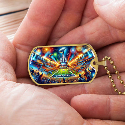 American Football - AFD047 - Super Bowl Football Race For The NFL Trophy - American Football Dog Tag - Military Ball Chain - Luxury Dog Tag